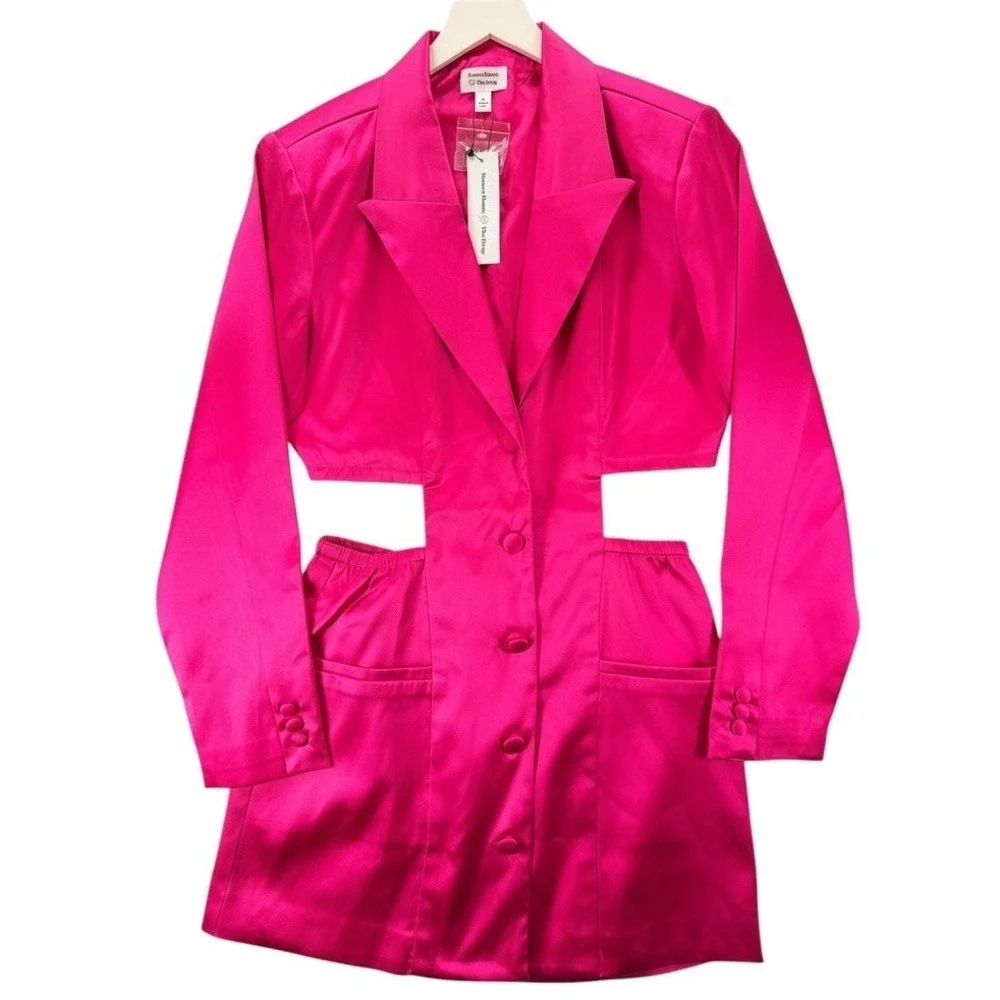NEW Romeo Hunte x The Drop Hot Pink Cutout Blazer Dress Size L